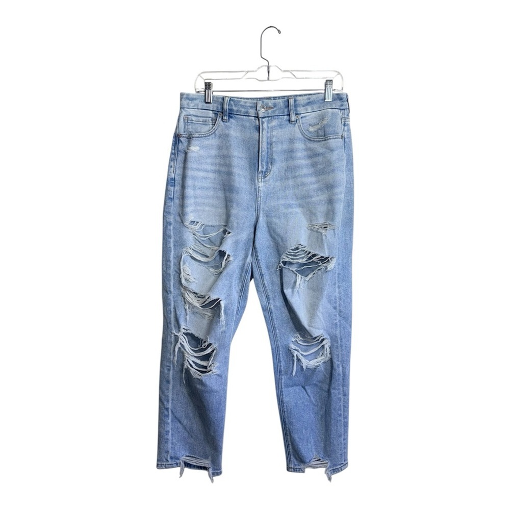 American Eagle Curvy Mom Jeans Light Wash Ripped High Rise 10 Short Women’s